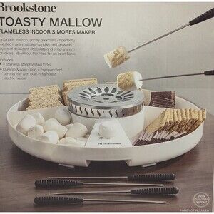 Brookstone Smores Maker Tabletop Indoor Flameless Electric Kit 4 Trays and Forks